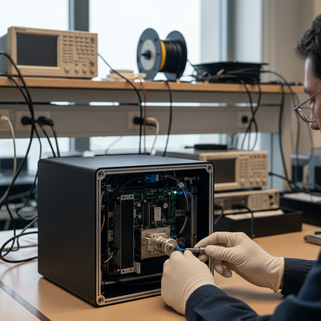 Engineer integrating sensor module into system enclosure